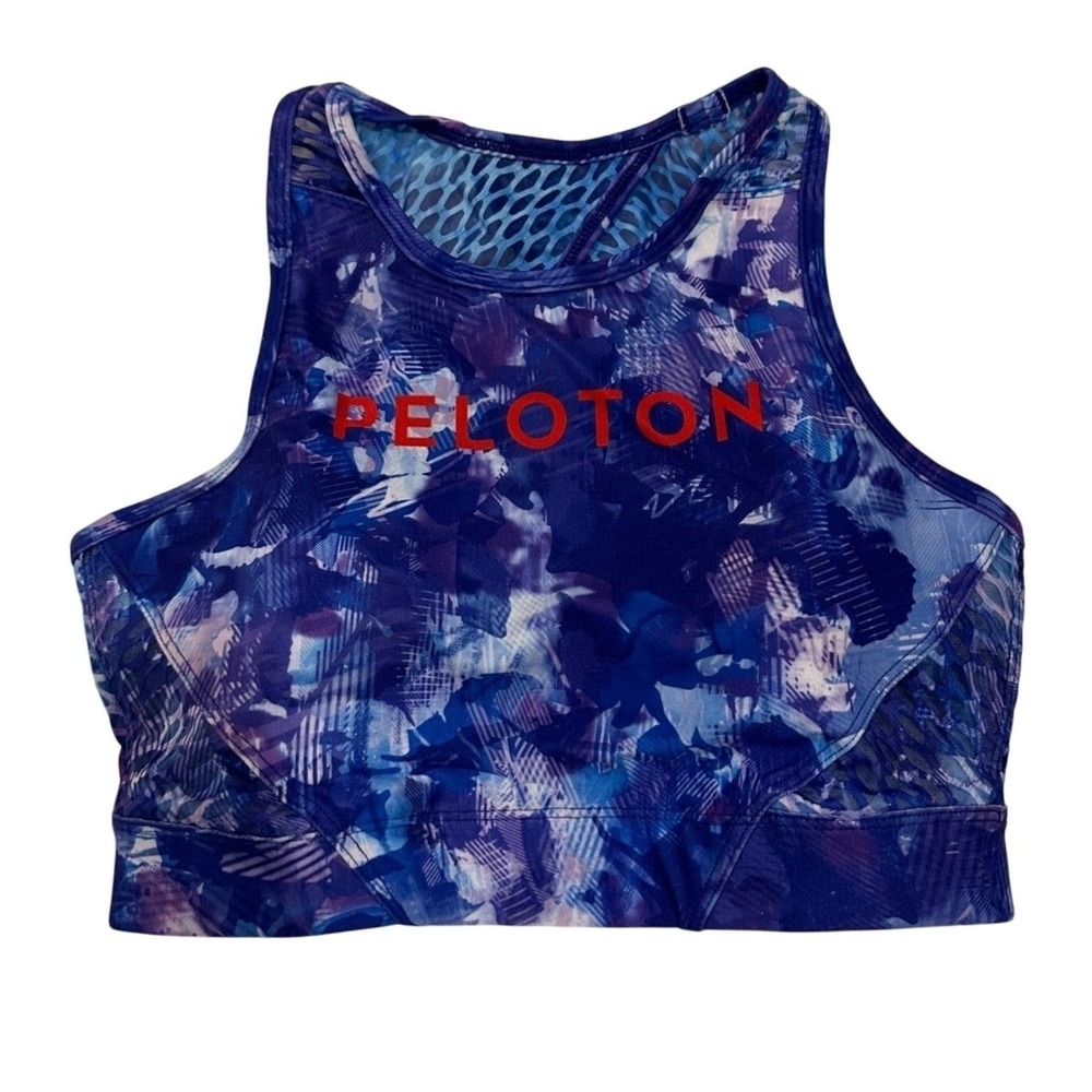 Peloton Womens Sports Bra Small High Neck Keyhole Abstract Print Athletic Yoga